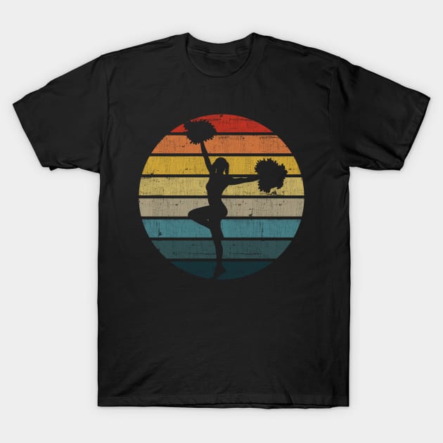 Cheerleader Silhouette On A Distressed Retro Sunset design T-Shirt by theodoros20